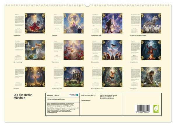 Produktbild: Die sch&ouml;nsten M&auml;rchen (hochwertiger Premium Wandkalender 2027 DIN A2 quer), Kunstdruck in Hochglanz