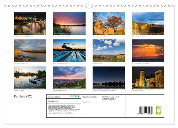 Produktbild: Kurpfalz 2026 (Wandkalender 2026 DIN A3 quer), CALVENDO Monatskalender