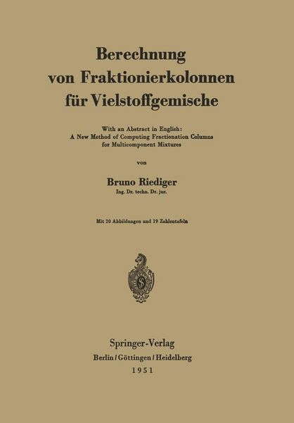 Produktbild: Berechnung von Fraktionierkolonnen f&uuml;r Vielstoffgemische