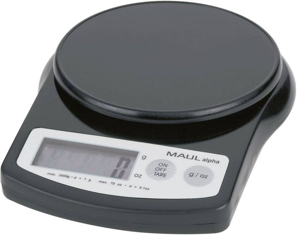 Maul MAULalpha 2000G Briefwaage Wägebereich (max.) 2 kg Ablesbarkeit 1 g batteriebetrieben Schwarz