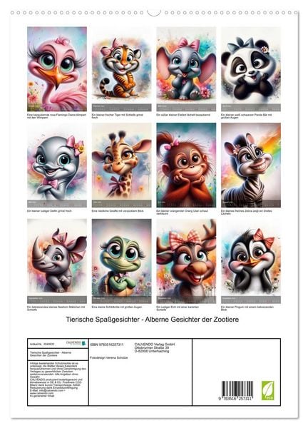 Produktbild: Tierische Spa&szlig;gesichter - Alberne Gesichter der Zootiere (hochwertiger Premium Wandkalender 2026 DIN A2 hoch), Kunstdruck in Hochglanz