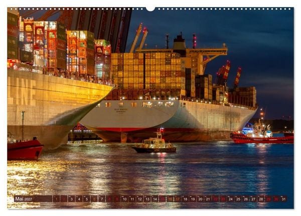 Produktbild: Magic Nights Containerschiffe (hochwertiger Premium Wandkalender 2027 DIN A2 quer), Kunstdruck in Hochglanz