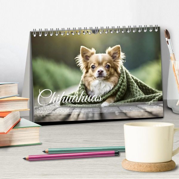 Produktbild: Chihuahuas - Kleine Hunde - gro&szlig;e Temperamentb&uuml;ndel (Tischkalender 2026 DIN A5 quer), CALVENDO Monatskalender