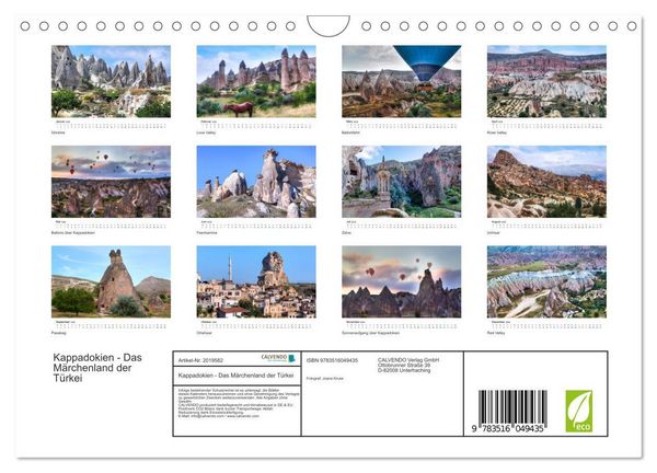 Produktbild: Kappadokien - Das M&auml;rchenland der T&uuml;rkei (Wandkalender 2026 DIN A4 quer), CALVENDO Monatskalender