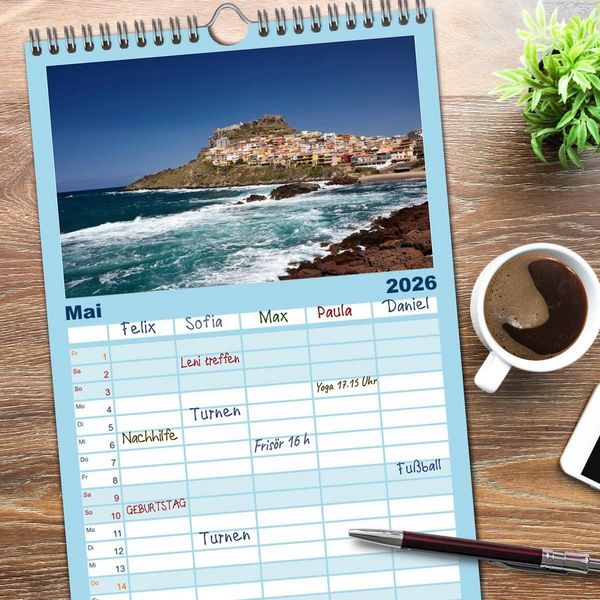 Produktbild: Familienplaner 2026 - Sardinien - Der Norden mit 5 Spalten (Wandkalender, 21 x 45 cm) CALVENDO