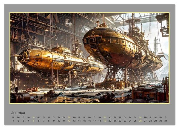 Produktbild: Steampunk-Raumfahrt (Wandkalender 2026 DIN A4 quer), CALVENDO Monatskalender