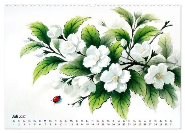 Produktbild: Bl&uuml;tentanz und Fl&uuml;gelschlag - Im Stile chinesischer Tuschmalerei (hochwertiger Premium Wandkalender 2027 DIN A2 quer), Kunstdruck in Hochglanz