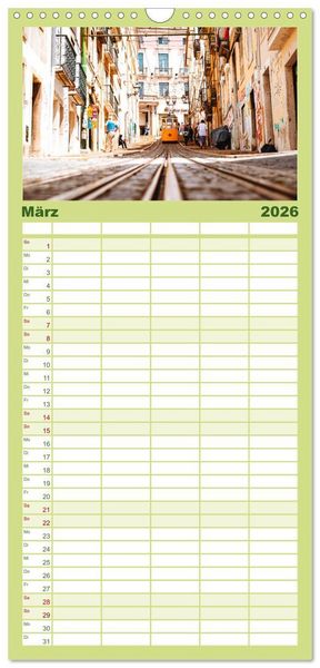 Produktbild: Familienplaner 2026 - Lissabon - Portugals sch&ouml;ne Hauptstadt. mit 5 Spalten (Wandkalender, 21 x 45 cm) CALVENDO