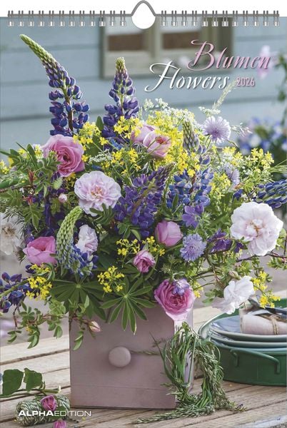 Blumen 2026 - Bildkalender 23,7x34 cm - Kalender mit Platz für Notizen - mit vielen Zusatzinformationen - Wandkalender - Blumenkalender