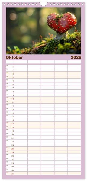 Produktbild: Familienplaner 2026 - Mit dem Herzen der Natur mit 5 Spalten (Wandkalender, 21 x 45 cm) CALVENDO