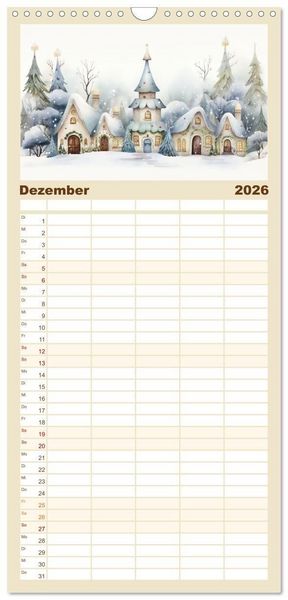 Produktbild: Familienplaner 2026 - M&auml;rchenhafte Feenh&auml;uschen mit 5 Spalten (Wandkalender, 21 x 45 cm) CALVENDO