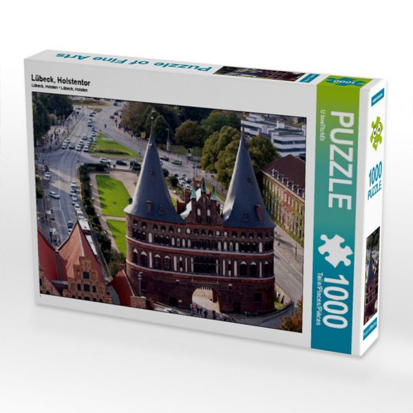 Produktbild: CALVENDO Puzzle L&uuml;beck, Holstentor 1000 Teile Puzzle quer | 1000 Teile Lege-Gr&ouml;&szlig;e 64 &times; 48 cm Foto-Puzzle f&uuml;r gl&uuml;ckliche Stunden
