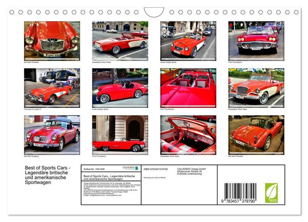 Produktbild: Best of Sports Cars - Legend&auml;re britische und amerikanische Sportwagen (Wandkalender 2026 DIN A4 quer), CALVENDO Monatskalender
