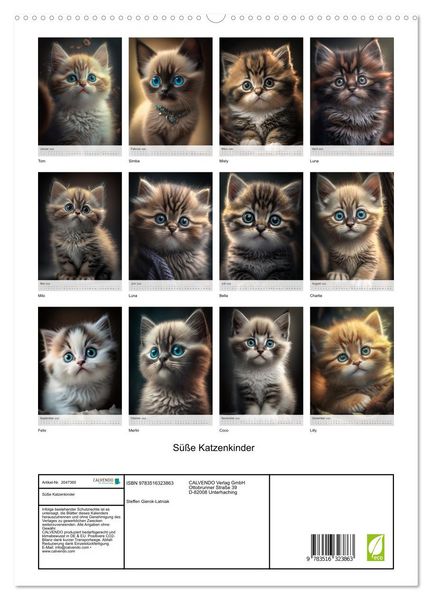 Produktbild: S&uuml;&szlig;e Katzenkinder (hochwertiger Premium Wandkalender 2026 DIN A2 hoch), Kunstdruck in Hochglanz
