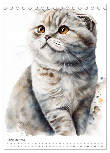 Produktbild: Katzen wie gemalt (Tischkalender 2026 DIN A5 hoch), CALVENDO Monatskalender