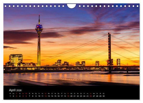 Produktbild: D&uuml;sseldorf bei Nacht (Wandkalender 2026 DIN A4 quer), CALVENDO Monatskalender