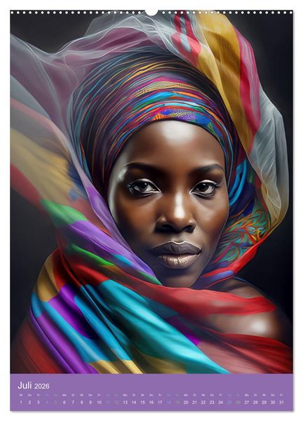 Produktbild: Afrikanische Frauen - Portraits im Stil der afrikanischen Kultur (Wandkalender 2026 DIN A2 hoch), CALVENDO Monatskalender