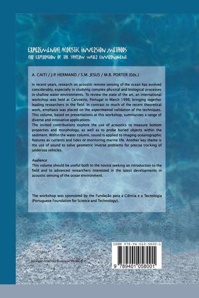 Produktbild: Experimental Acoustic Inversion Methods for Exploration of the Shallow Water Environment
