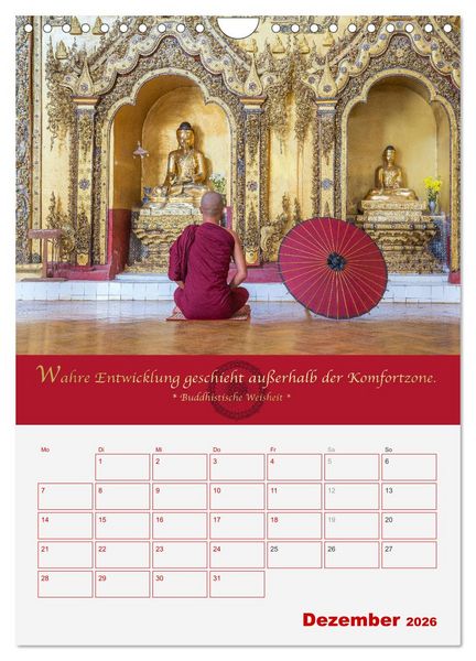Produktbild: Buddhistische Weisheiten - DER ROTE SCHIRM (Wandkalender 2026 DIN A4 hoch), CALVENDO Monatskalender