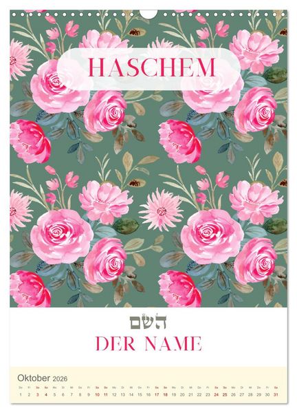 Produktbild: Hebr&auml;ische Namen Gottes aus der Torah (Wandkalender 2026 DIN A3 hoch), CALVENDO Monatskalender