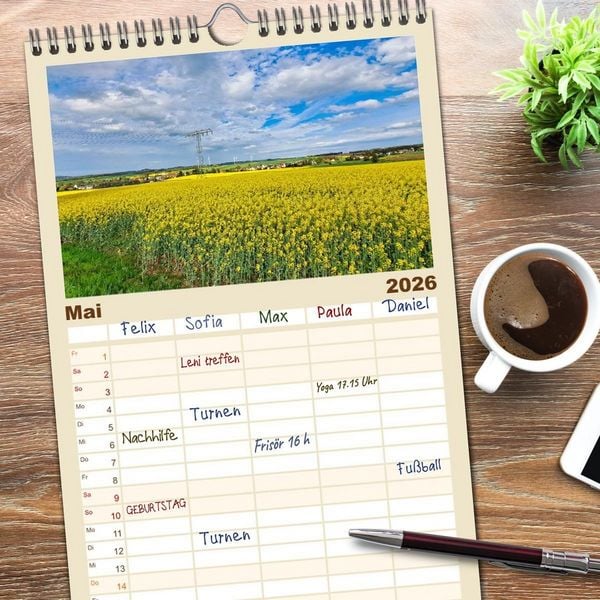 Produktbild: Familienplaner 2026 - Unterwegs in Wachau mit 5 Spalten (Wandkalender, 21 x 45 cm) CALVENDO