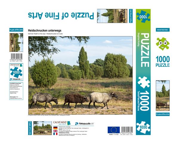 Produktbild: CALVENDO Puzzle Heidschnucken unterwegs | 1000 Teile Lege-Gr&ouml;&szlig;e 64x48cm Foto-Puzzle f&uuml;r gl&uuml;ckliche Stunden