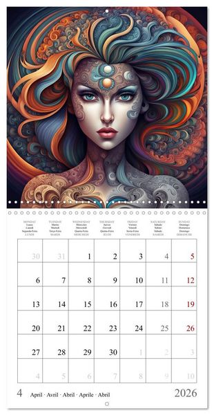 Produktbild: Univers Enchanteresses (Calendrier mural carr&eacute; 2026 30x30 cm) Calendrier double avec une page pour vos prises de notes
