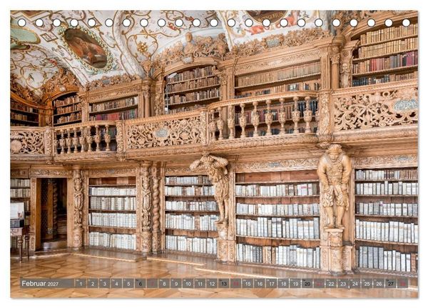 Produktbild: Kloster Waldsassen Stiftsbibliothek (Tischkalender 2027 DIN A5 quer), CALVENDO Monatskalender