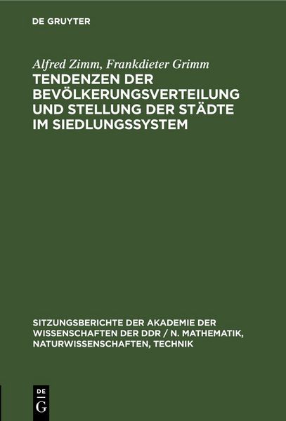 Produktbild: Tendenzen der Bev&ouml;lkerungsverteilung und Stellung der St&auml;dte im Siedlungssystem