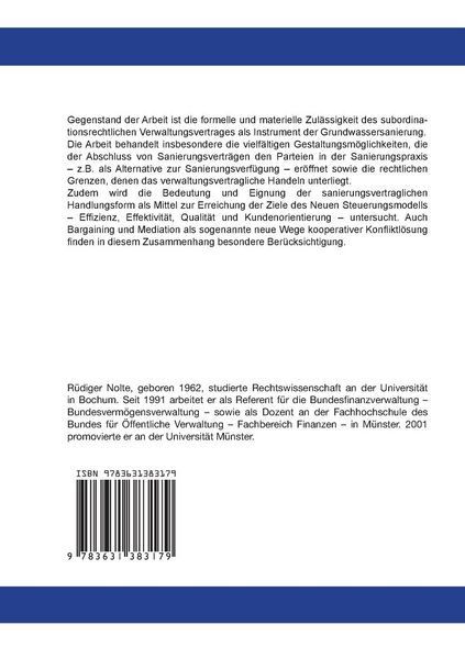 Produktbild: Der subordinationsrechtliche Verwaltungsvertrag als Instrument der Grundwassersanierung