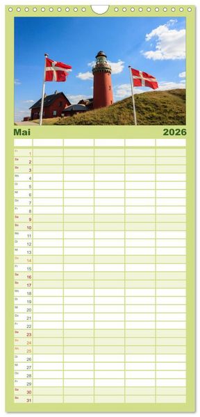 Produktbild: Familienplaner 2026 - D&auml;nemark Impressionen mit 5 Spalten (Wandkalender, 21 x 45 cm) CALVENDO