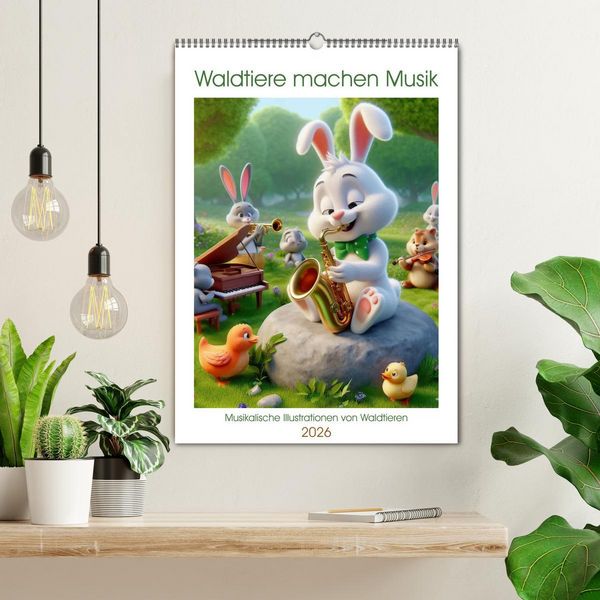 Produktbild: Waldtiere machen Musik (Wandkalender 2026 DIN A2 hoch), CALVENDO Monatskalender