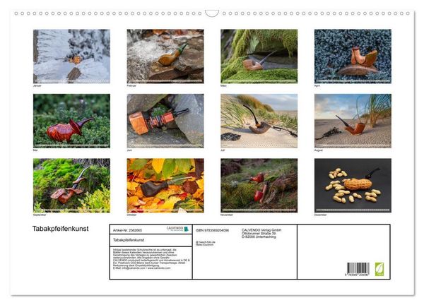 Produktbild: Tabakpfeifenkunst (Wandkalender 2027 DIN A2 quer), CALVENDO Monatskalender