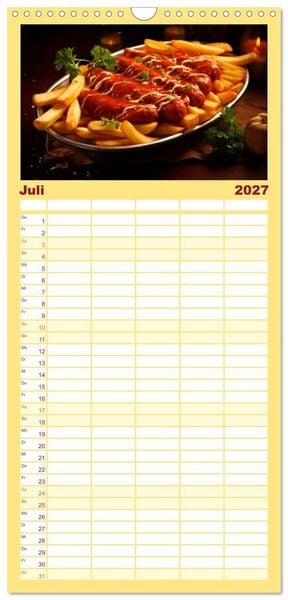 Produktbild: Familienplaner 2027 - Fastfood &Auml;sthetik mit 5 Spalten (Wandkalender, 21 x 45 cm) CALVENDO