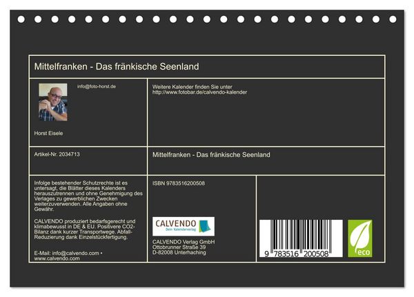 Produktbild: Mittelfranken - Das fr&auml;nkische Seenland (Tischkalender 2026 DIN A5 quer), CALVENDO Monatskalender