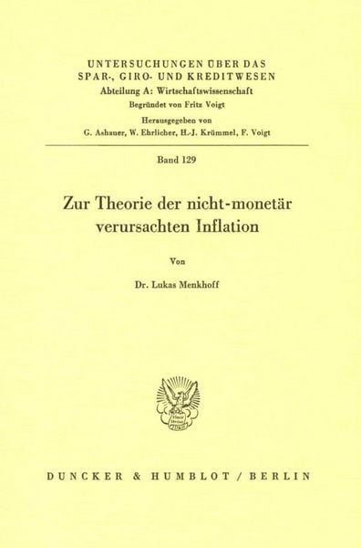 Produktbild: Zur Theorie der nicht-monet&auml;r verursachten Inflation.