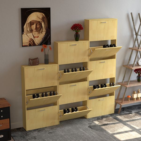 Produktbild: Holz Regal Schuhschrank Schuhkipper Sulos M