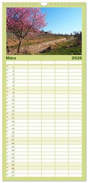 Produktbild: Familienplaner 2026 - Liebliche Bergstra&szlig;e - Burgen, Wein und Fachwerk mit 5 Spalten (Wandkalender, 21 x 45 cm) CALVENDO