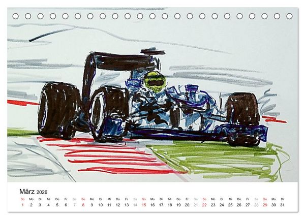 Produktbild: Illustrationen Formel 1 Rennwagen (Tischkalender 2026 DIN A5 quer), CALVENDO Monatskalender
