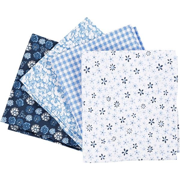 Produktbild: Creativ Company Patchwork-Stoff, Gr&ouml;&szlig;e 45x55 cm, 100 g, Blau, 4 Stk/ 1 B&uuml;ndl.