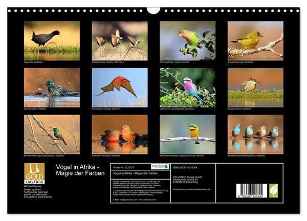Produktbild: V&ouml;gel in Afrika - Magie der Farben (Wandkalender 2026 DIN A3 quer), CALVENDO Monatskalender