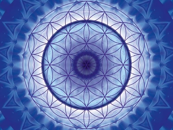 Produktbild: CALVENDO Puzzle Mandala Blume des Lebens blau 1000 Teile Puzzle quer | 1000 Teile Lege-Gr&ouml;&szlig;e 64 &times; 48 cm Foto-Puzzle f&uuml;r gl&uuml;ckliche Stunden