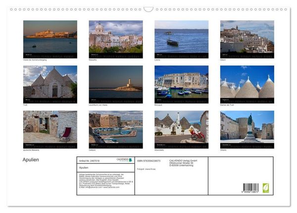 Produktbild: Apulien (Wandkalender 2027 DIN A2 quer), CALVENDO Monatskalender
