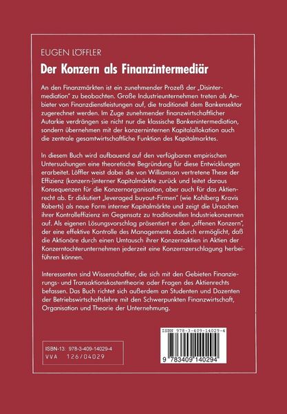 Produktbild: Der Konzern als Finanzintermedi&auml;r