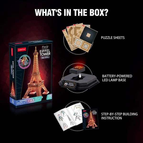 Produktbild: CUBICFUN - 3D Puzzle Eiffelturm LED 51 Teile