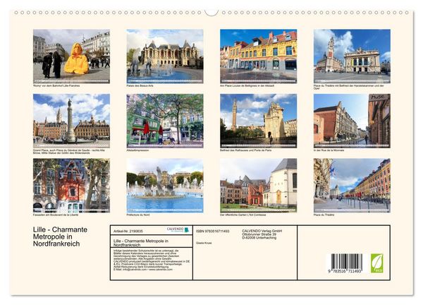 Produktbild: Lille - Charmante Metropole in Nordfrankreich (hochwertiger Premium Wandkalender 2026 DIN A2 quer), Kunstdruck in Hochglanz