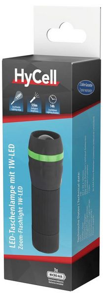 Produktbild: HyCell Zoom-Flashlight 1600-0108-1 LED Taschenlampe batteriebetrieben 55lm 14h
