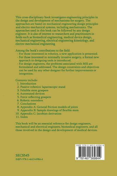 Produktbild: Engineering Approaches to Mechanical and Robotic Design for Minimally Invasive Surgery (MIS)
