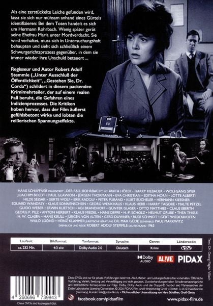 Produktbild: Der Fall Rohrbach / Der komplette Krimi-Dreiteiler nach einem realen Fall (Pidax Serien-Klassiker) [2 DVDs]
