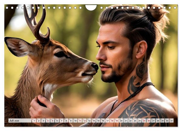 Produktbild: Naturburschen im Wald - Muskeln, Tattoos und Waldbewohner (Wandkalender 2026 DIN A4 quer), CALVENDO Monatskalender